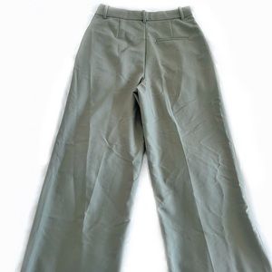 Military green khaki high waisted wide leg mens style trousers